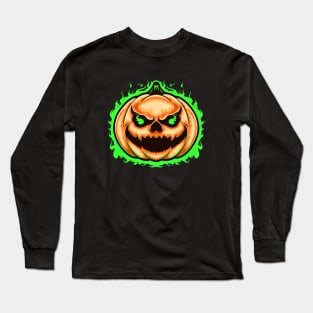 Scary Pumpkin halloween Head Long Sleeve T-Shirt